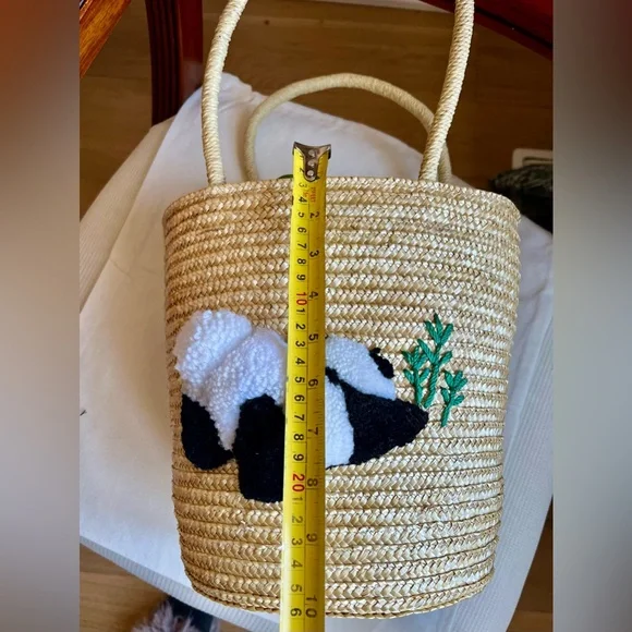 Woven Tote Bag with Panda Design - Picture 8 of 14